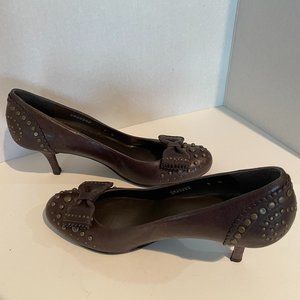 STUART  WEITZMAN 3 " LEATHER HEELS, 9N, Chocolate brown, Made in Spain